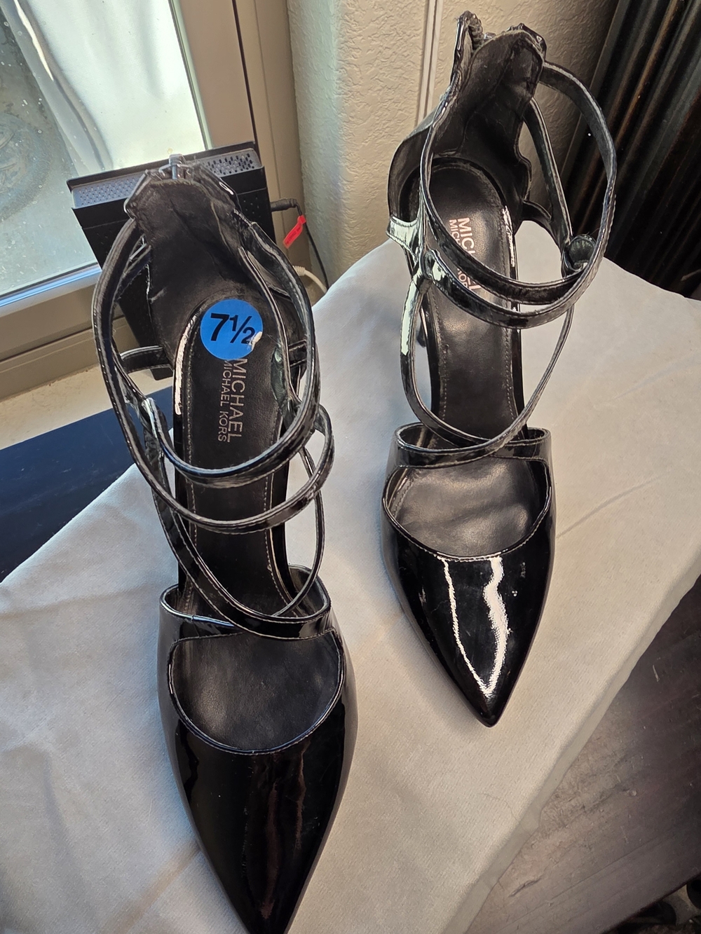 Michael Kors Black Patent Strappy Pointed-Toe Heels - Picture 5 of 5